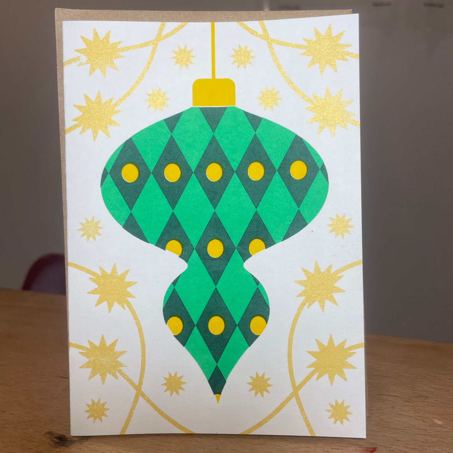 Card: Bauble green, by Jade Harding