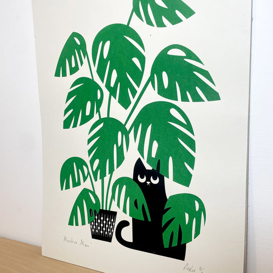 Print: Monstera Meow — by Peski Studio
