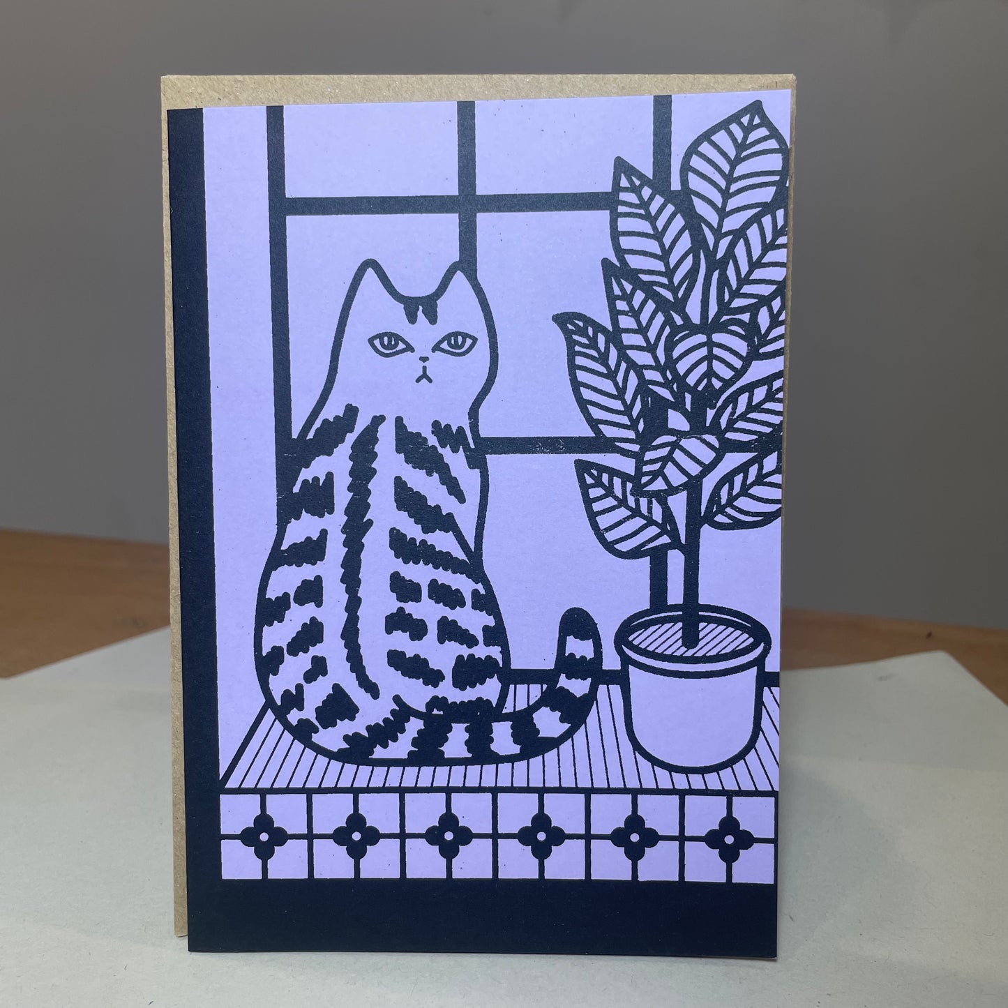 Card: Cat on purple, by Jade Harding