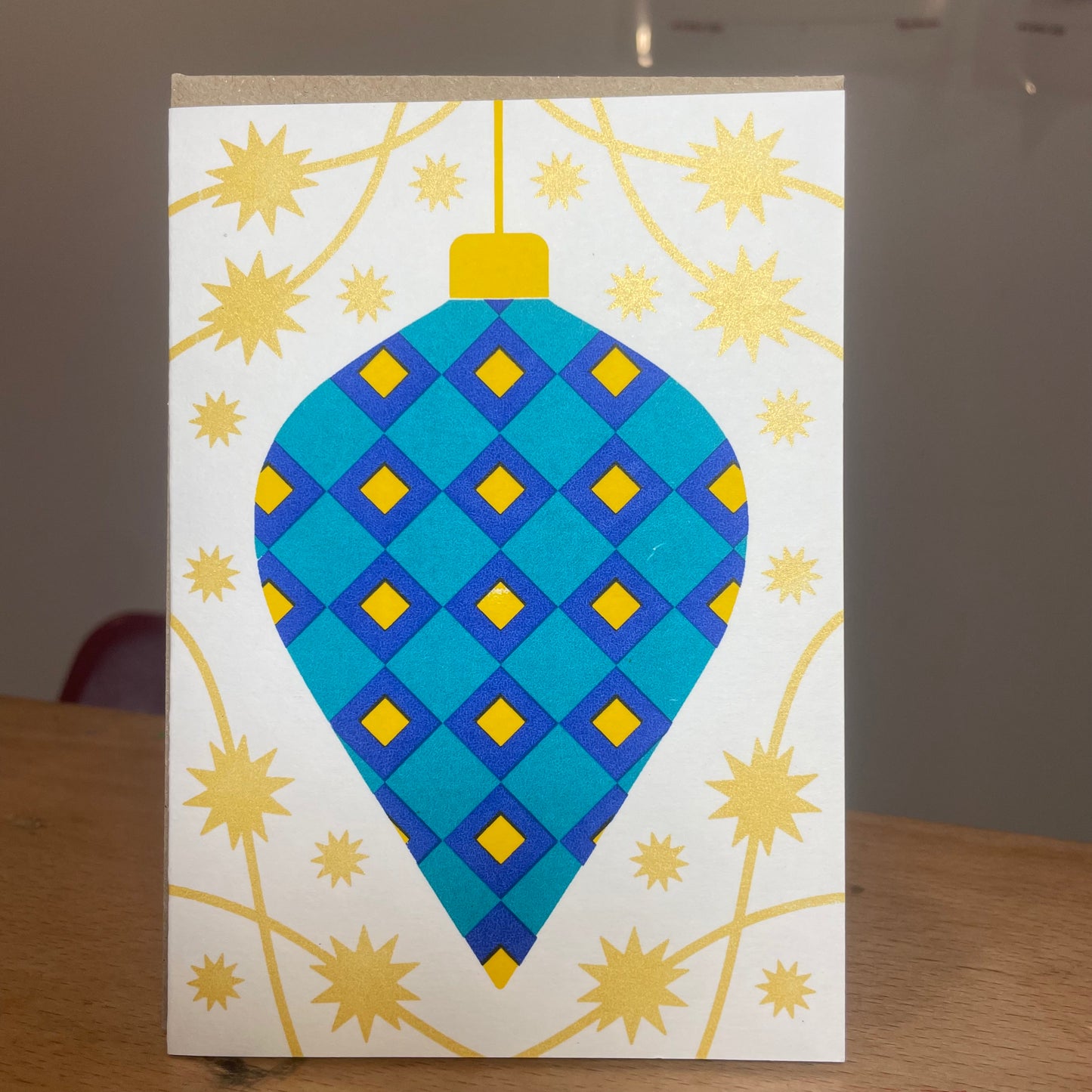 Card: Bauble blue, by Jade Harding