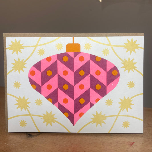 Card: Bauble pink, by Jade Harding