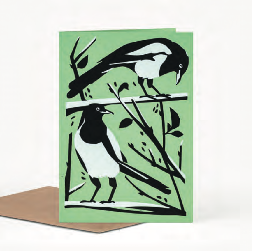 Card: Magpies, by Pirrip Press