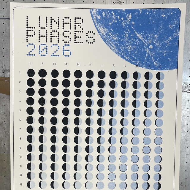 Print: 'Moon calendar 2026' — by Studio Lazy