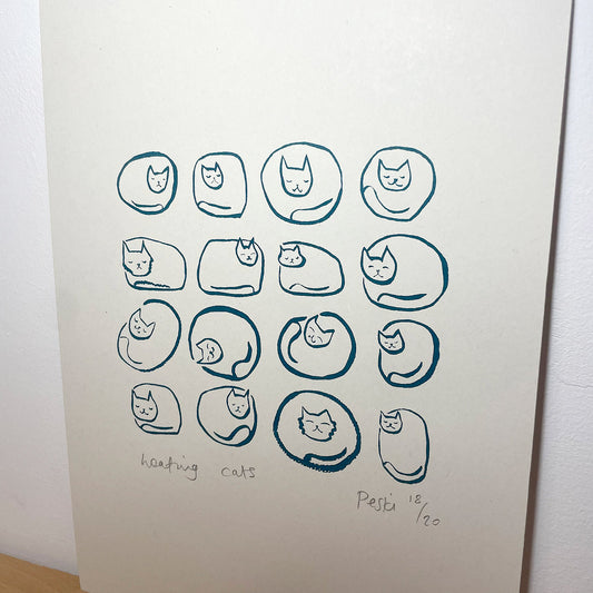 Print: Heating Cats — by Peski Studio
