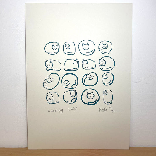 Print: Heating Cats — by Peski Studio