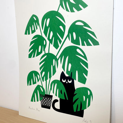 Print: Monstera Meow — by Peski Studio