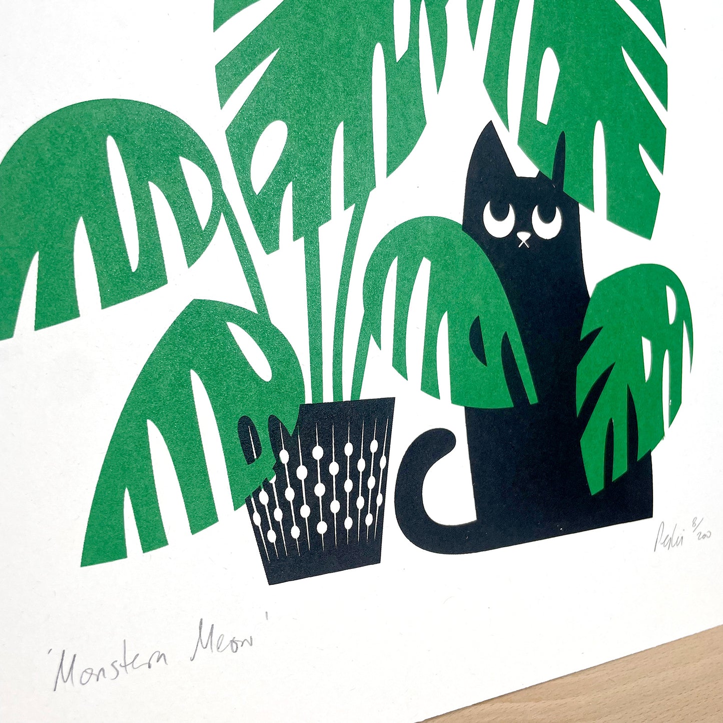 Print: Monstera Meow — by Peski Studio