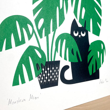 Print: Monstera Meow — by Peski Studio