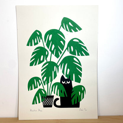 Print: Monstera Meow — by Peski Studio